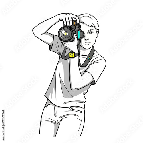 Photographer Capturing a Moment with a Professional Camera.