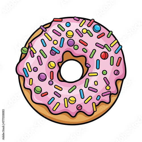 Pink Frosted Donut with Colorful Sprinkles 1.