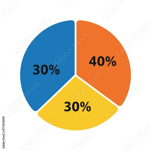 Colorful pie chart representing data analysis and business growth with percentages vector