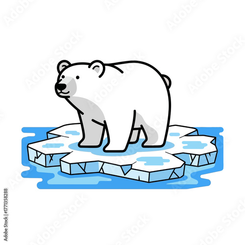 Polar Bear on Melting Ice Floe.