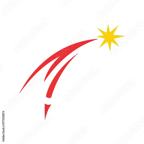 Free Download Dynamic red comet streaks ascending towards bright star symbolizing success and achievement vector - GFXLoad