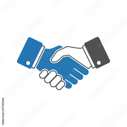 Business handshake icon representing agreement partnership success and collaboration in corporate deals vector