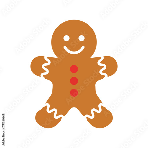 Smiling gingerbread man cookie festive christmas holiday treat isolated vector
