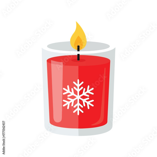 Red holiday candle snowflake glow warm ambiance festive decoration isolated vector