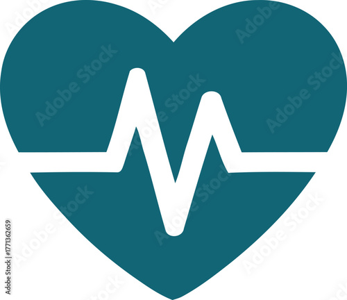 Heartbeat symbol inside heart shape for medical or health concept