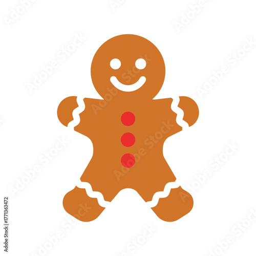 Cute gingerbread man cookie festive christmas holiday celebration sweet treat decoration vector