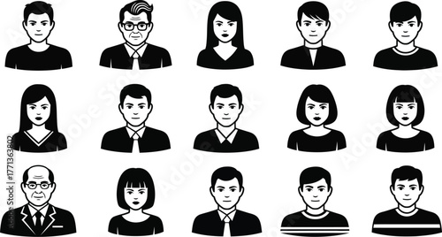 People avatars vector set of diverse characters faces and portraits