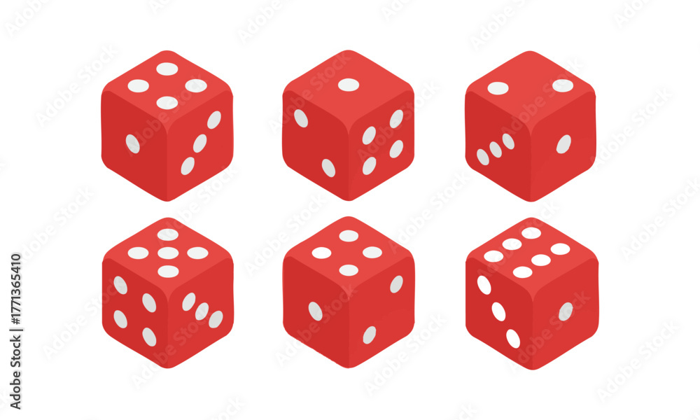 Naklejka premium Modern Clean Vector Ludo Dice Grid – Six Minimal Cubes Set illustration, easily editable.