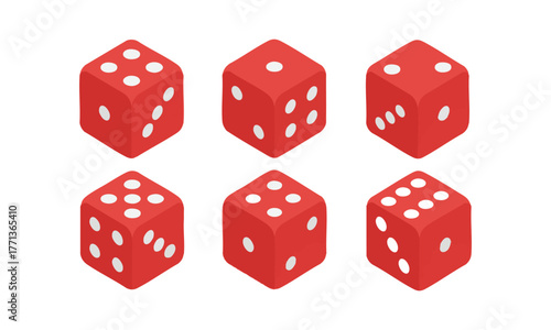 Modern Clean Vector Ludo Dice Grid – Six Minimal Cubes Set illustration, easily editable.