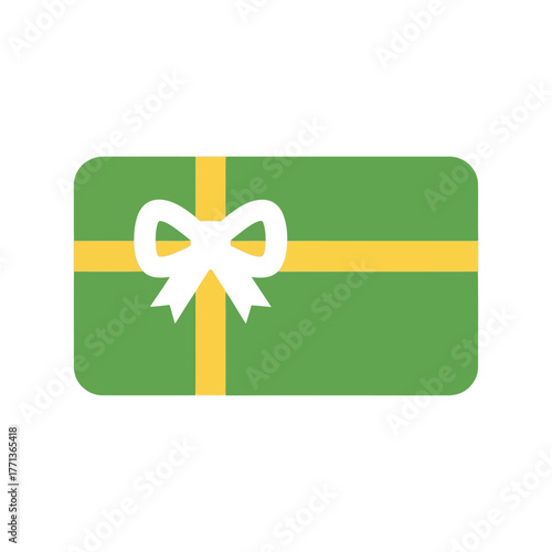 Green gift card with yellow ribbon and white bow celebration present shopping purchase vector