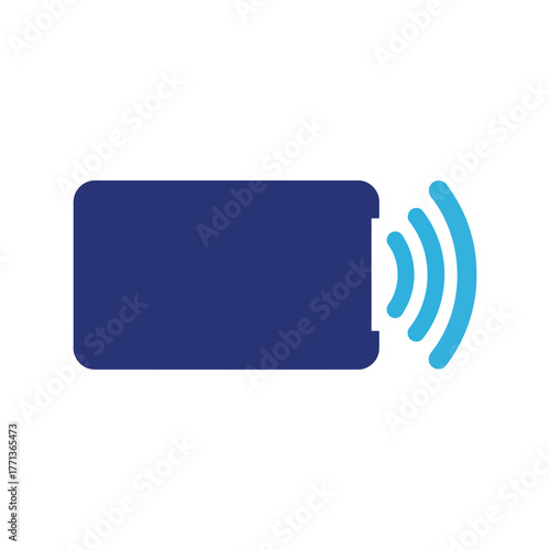 Digital contactless payment card with wireless signal waves concept vector