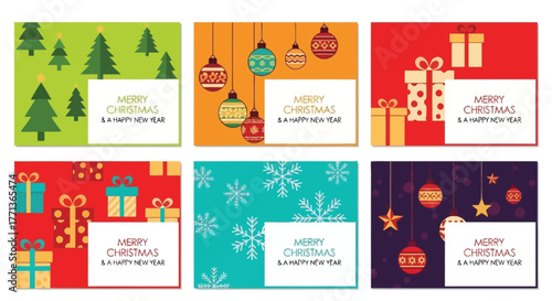 Festive Christmas Card Designs with Colorful Decorations and Seasonal Greetings for Holiday Celebrations