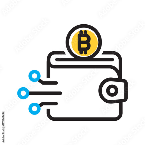 Vector multi color icon for Bitcoin wallet