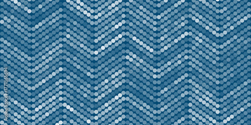 Abstract spotted vector pattern with blue dots forming wavy zigzag lines. Modern geometric background design, perfect for digital art, decoration, wallpaper, or creative templates.