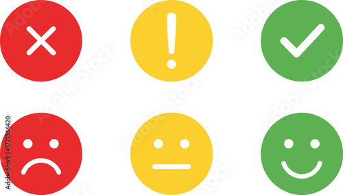Feedback rating satisfaction survey review emotion checkmark cross