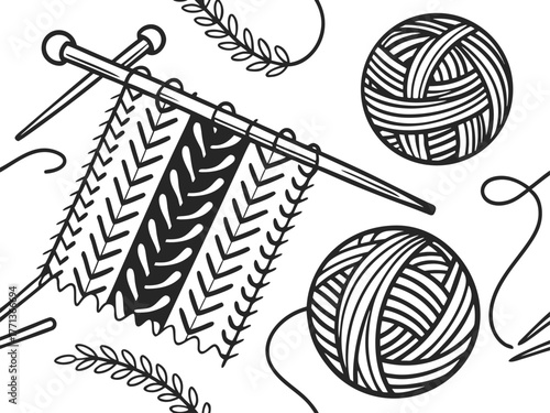 Knitting Needles and Yarn Balls