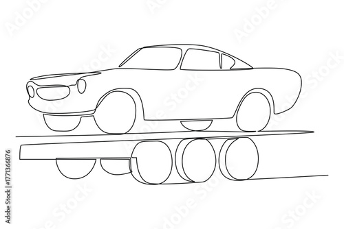 Simple continuous line of Towing on action. Simple line, creativity, vector.