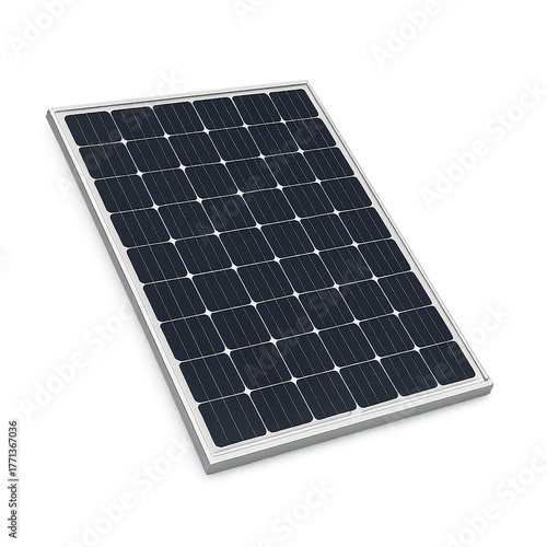 Solar panel angled view isolated on white background — clean energy and eco technology concept