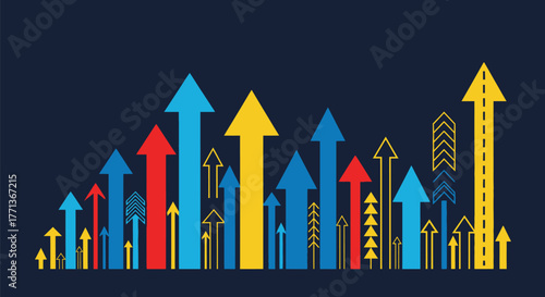 Arrows growth success chart business direction upward trend vector