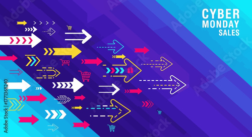 Arrow Shape Cyber Monday Flat Vector Background for Online Sale