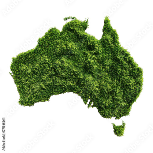 A vibrant green representation of Australia symbolizes the importance of nature and sustainability for the environment
