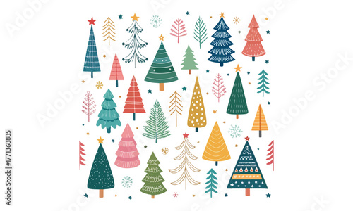 Cute Christmas Illustrations Collection – Santa Claus, Snowman, Reindeer, Christmas Trees, Gifts & Holiday Decorations