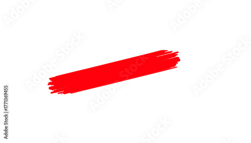 Vivid red brush stroke. Abstract paint streak on white background. Dynamic grunge style accent for creative design.