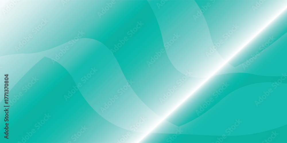 Obraz premium Vibrant teal abstract background with soft, flowing waves and a bright diagonal light streak.