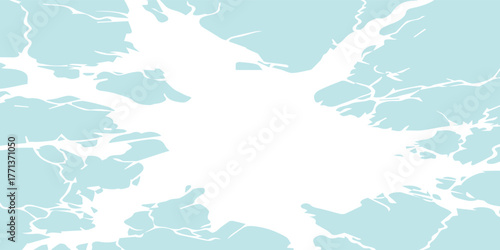 A light blue background with a central white shattered pattern resembling cracked ice or glass.