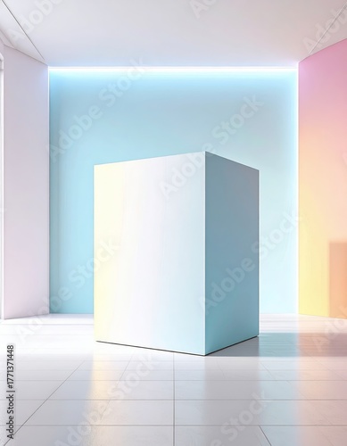 Abstract modern objects, futuristic art with neon gradients and geometric shapes