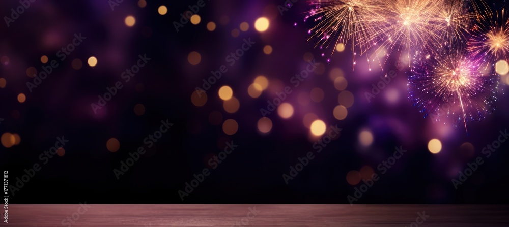Obraz premium Festive background fireworks celebration purple.