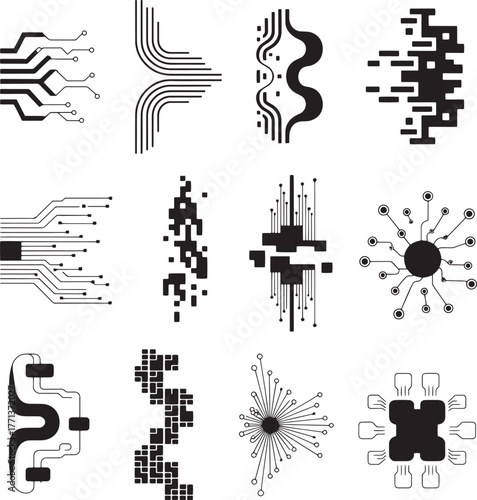 Abstract circuit board patterns and digital graphics vector