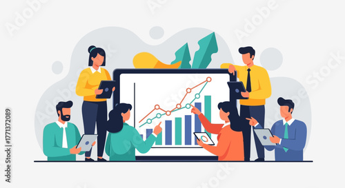 Business Team Analyzing Data Trends And Making Strategic Decisions For Growth Prospects