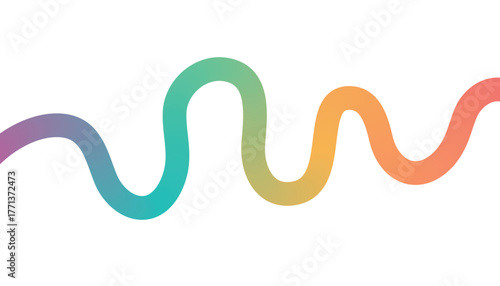 Wavy line gradient transition from purple to pink with teal and orange accents on white background abstract