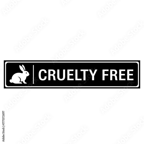 Cruelty Free label with rabbit icon on black background  