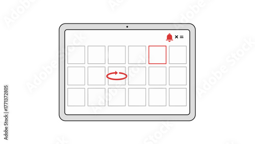 Calendar with lesson on digital tablet in minimalistic style  