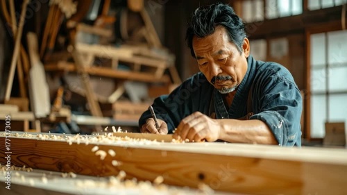 木彫り職人の男性