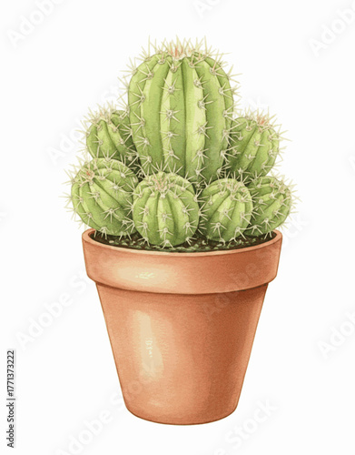 A Prickly Friend Cactus in a pot isolated watercolor vector illustration svg