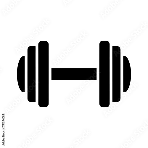 Minimalist gym dumbbell icon outline isolated on white.