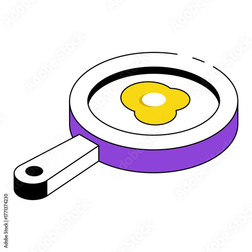 A isometric design icon of fried egg