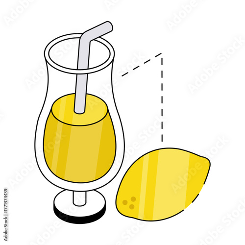 Lemon drink icon, editable design vector
