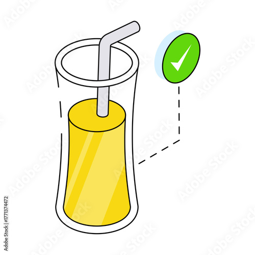 Refreshing drink glass icon, editable vector
