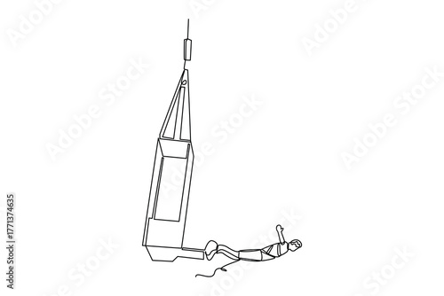 Simple continuous line of paragliding activity. Simple line, creativity, vector.