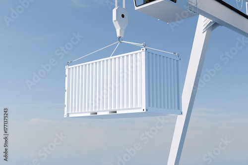 Shipping cargo container for mockup with blue clean sky