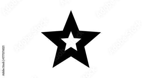 A striking black silhouette of a Christmas star icon, featuring a smaller star nested within its center, presented crisply on a clean white background, ideal for festive designs and holiday themes