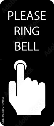 Please Ring Bell Sign with Hand Pointing Icon