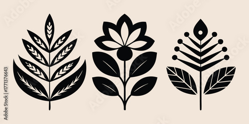 A clean, modern design featuring three abstract geometric shapes in a monochromatic scheme. Suitable for graphic design and branding.