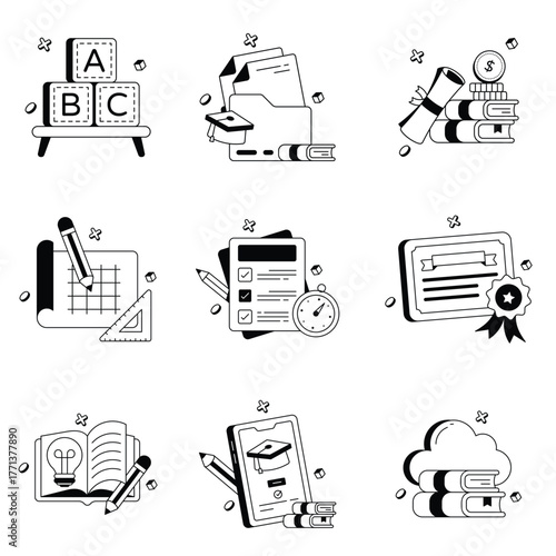 Creative Teaching Methods And Smart Classroom Tools Representing Modern Education Technology Vector Icons Set 2
