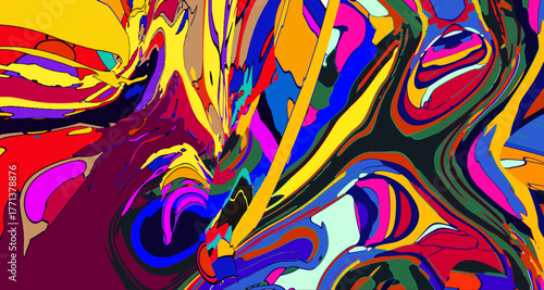 Colorful abstract psychedelic liquid and fluid background pattern