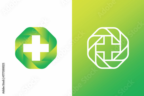 Medical Logo Sign Symbol Modern Brand Business Healthcare Fresh Green Color